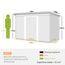 Ripostiglio da Giardino 280x130x172 cm con 2 Prese d'Aria e 2 Porte Scorrevoli in Acciaio Marrone Legno      