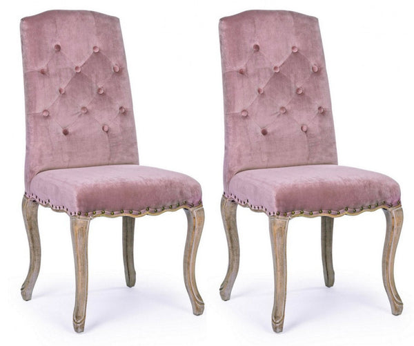 online Set 2 Sedie Imbottite 51x53x99 cm Mathilde in Velluto