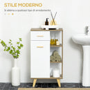Mobile Bagno 1 Anta 1 Cassetto 50x30x89 cm in Truciolare e Legno di Pino Bianco