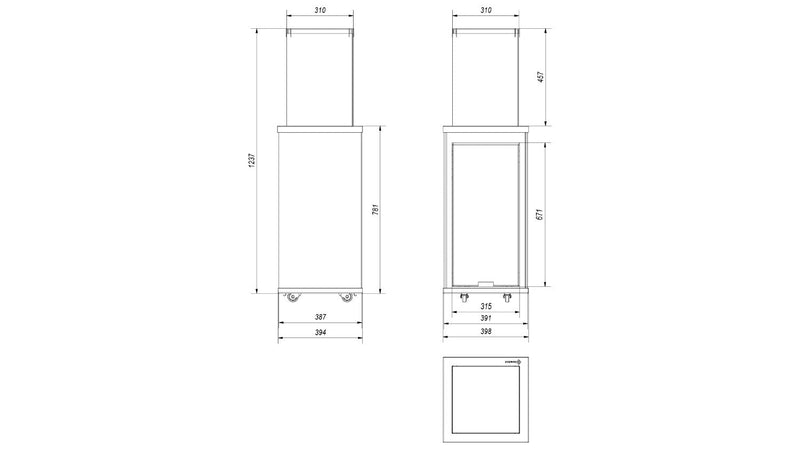 Stufa a Gas da Esterno 127,6x39,8x39,4cm Flig Gastonia Mini Nero Lucido con Telecomando e Vetri