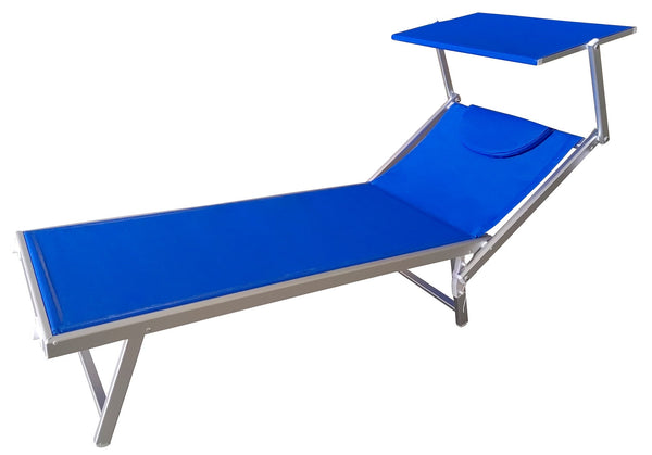 prezzo Lettino Prendisole da Giardino 186x61x38 cm in Alluminio e Textilene Blu