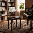 Sgabello per Pianoforte Imbottito 44,5x30x50 cm con Gambe in Legno e Rivestimento in Finta Pelle PU Nero      