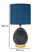 Lampada da Comodino Flavi Blu Ø15x30,5 cm in Ceramica e Ferro e Tessuto Blu      
