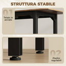 Set Pranzo con Tavolo Allungabile 160x70x78 cm e 6 Sgabelli per 4-6 Persone in Pannello Truciolare e Acciaio Nero e Noce      
