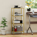 Libreria a 4 Livelli Minimal 40x30x96,5 cm Ripiani in Vetro Temperato Struttura in Metallo Oro  