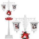 Lampione Natale con Luce LED Scena Natalizia Neve Motorizzata Musica 188 cm Bianc