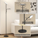 Lampada da Terra con 2 Punti Luce LED Regolabile Temperatura 2700K-6500K con Telecomando in Metallo e PC Nero   