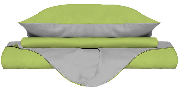 prezzo Copripiumino con Sacco e Federe Doubleface Verde Acido\/Grigio Chiaro Varie Misure
