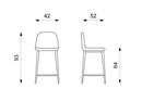 Set 2 Sgabelli 42x52xH93 cm in Similpelle Brigitte Tortora