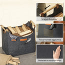 Borsa Portalegna da Interno con Manici in Legno 45x32x40 cm in Feltro Grigio Scuro       