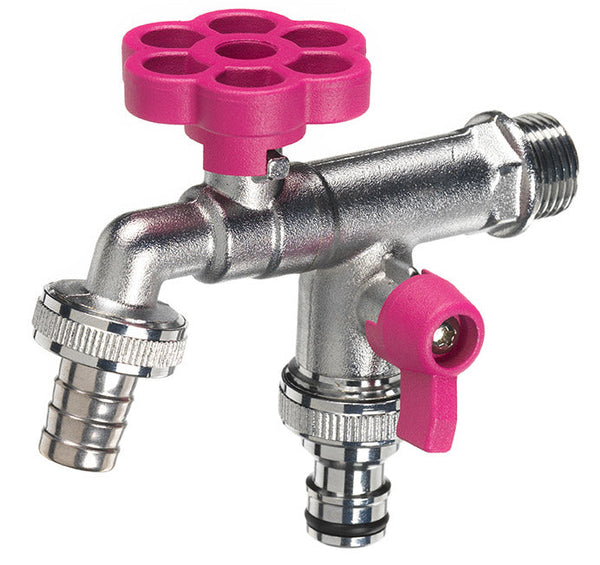 Rubinetto a Sfera Doppio per Fontana da Giardino con Fiore e Leva Colorate Belfer RUB/030 Ciclamino online