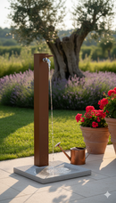 Fontana da Giardino con Rubinetto e Base in Cemento Belfer 42/QBM Ruggine