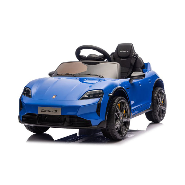 Macchina Elettrica per Bambini Porsche Taycan Turbo S 12V con Telecomando Bluetooth Luci LED e Tappetini Blu acquista