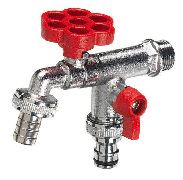 Rubinetto a Sfera Doppio per Fontana da Giardino con Fiore e Leva Colorate Belfer RUB/030 Rosso online