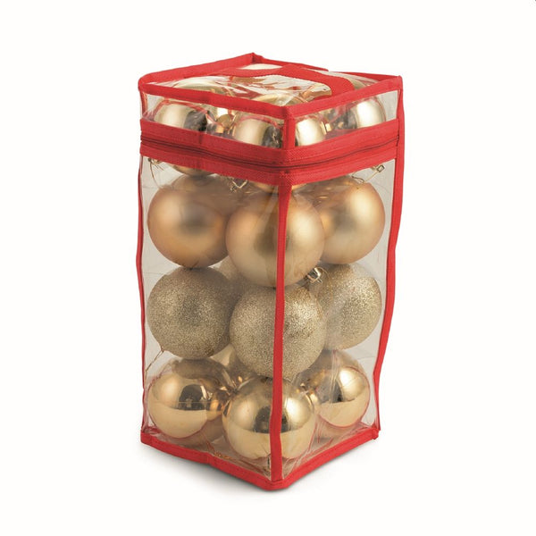 Set 16 Palle di Natale Ø8 cm in Plastica con Borsa Oro prezzo