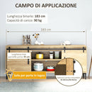 Kit Porta Scorrevole 183x0,6x18 cm con Binari Fermi e Guide Stile Industriale in Acciaio al Carbonio Nero      