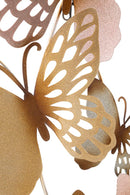 Pannello da Muro Farfalle Oro e Rosa C 59,5x4x111,5 cm in Ferro 