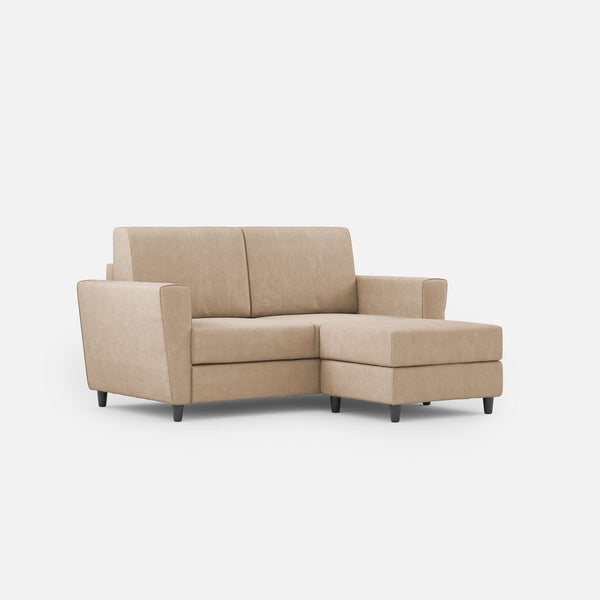 sconto Divano 2 Posti con Pouf 172x145x85 cm Yasel in Tessuto Beige