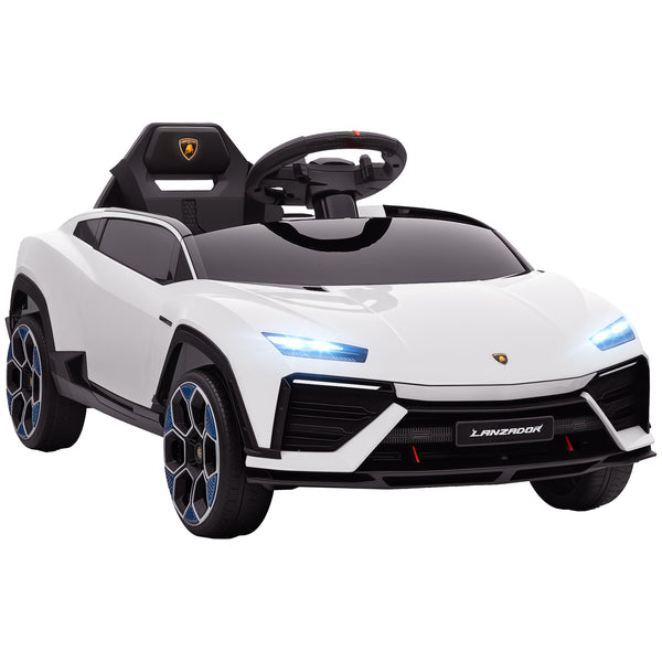 Macchina Elettrica per Bambini 101.5x49x43 cm Licenza Lamborghini 12V con Luci LED Clacson e Telecomando Bianca prezzo