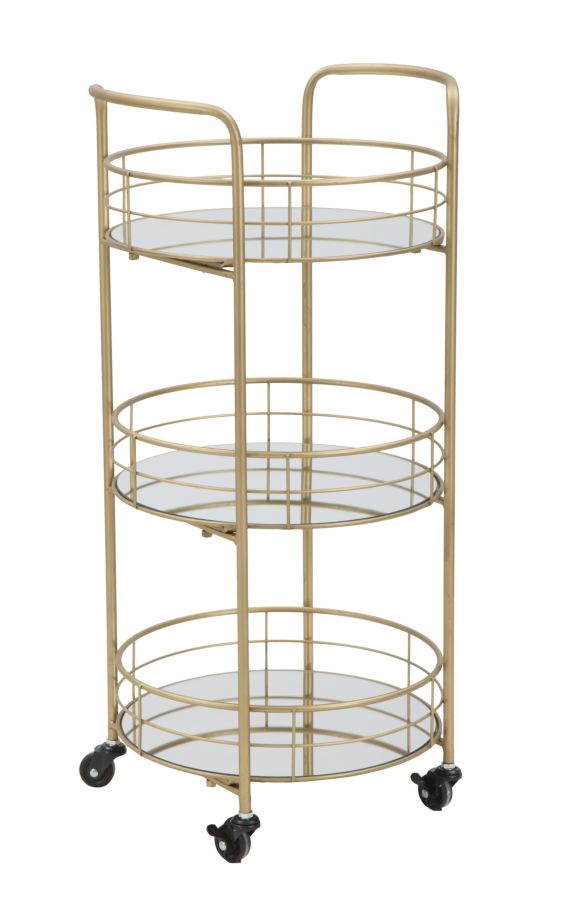 prezzo Carrello Glam Rotondo Ø38x77,5 cm in Ferro e Vetro Oro