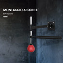 Speed Bag a Parete per Boxe e MMA 79x72x20 cm ad Altezza Regolabile con Asta in Acciaio e PU Rosso  