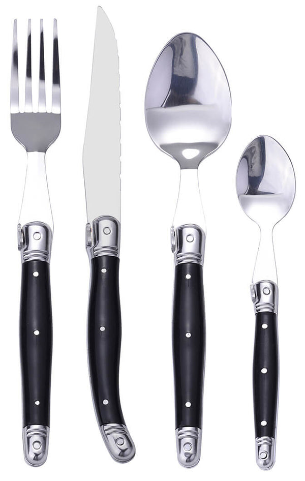 sconto Set Posate 24 Pezzi in Acciaio Inox Manico in ABS Nero