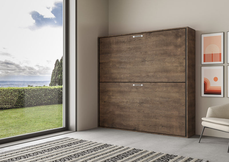 Letti Singoli a Scomparsa Salvaspazio Orizzontale Kando H97,4 Noce 