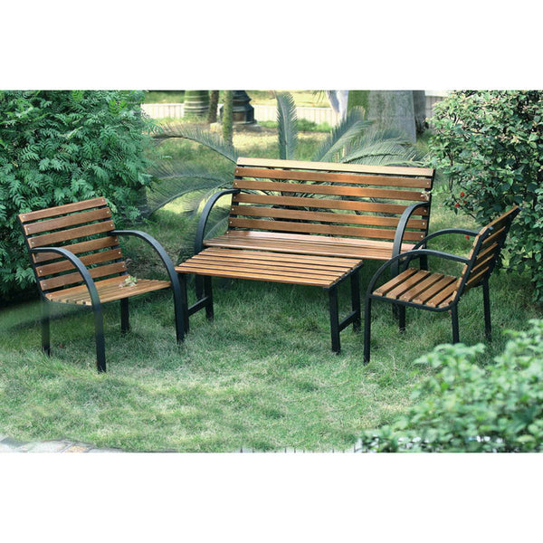 Set Salotto da Giardino Panca + 2 Poltrone + Tavolino Parco in Legno sconto