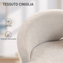 Sedia Moderna con Schienale ad Arco 69x65x67 cm Rivestita in Chenille Bianco Crema      