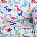 Poltroncina Mini per Bambini con Dinosauri Colorati  Bianca