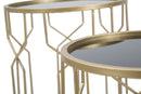 Tavolinetti Glam Lignes Tris Ø40x63-35x57,5-30x53,5 cm in Ferro e Vetro Oro