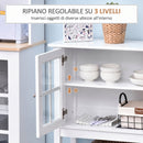 Credenza Cucina Moderna 80x28x84 cm con 2 Ante in Vetro Temperato e Ripiano Regolabile in MDF Bianco      