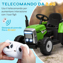 Trattore Elettrico per Bambini 12V con Rimorchio Verde