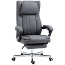 Sedia da Ufficio Presidenziale 65x61x105-113 cm con Poggiapiedi in Tessuto Traspirante Effetto Lino Grigio