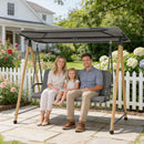 Dondolo 3 Posti da Giardino 208x125x180 cm con Tettoia Regolabile e Cuscino in Acciaio Texteline e Poliestere Grigio      
