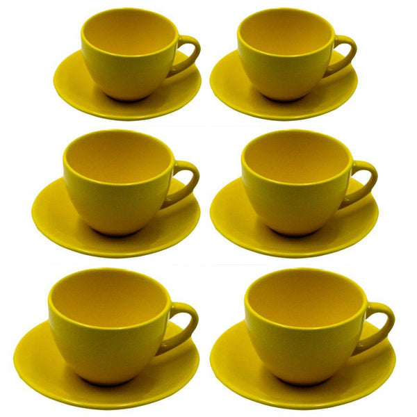 Set 6 Tazze da The con Piattino Ø9,5xh7 cm in Gres Porcellanato Romeo Giallo sconto