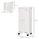 Pattumiera Differenziata 3 Contenitori 42x29x83 cm in Plastica Bianca