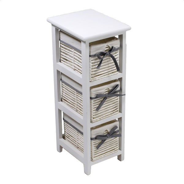online Cassettiera in Legno 3 Cassetti 22x28H65cm Hilary Bianca