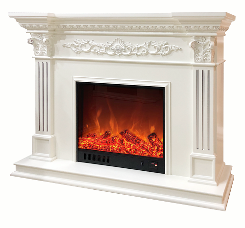 Camino Elettrico da Pavimento 116x150x33 cm Effetto Fiamma 1500W Marseilles Bianco online