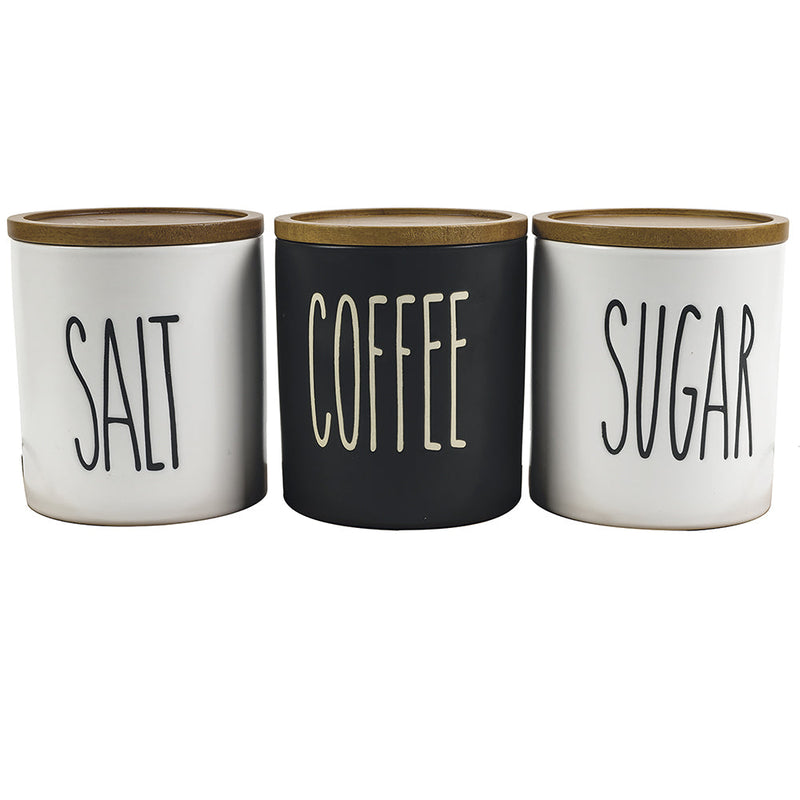 Set 3 Barattoli Sale Zucchero e Caffè Ø8,5x9 cm 300 ml in Gres VdE Tivoli 1996 Urban Kit