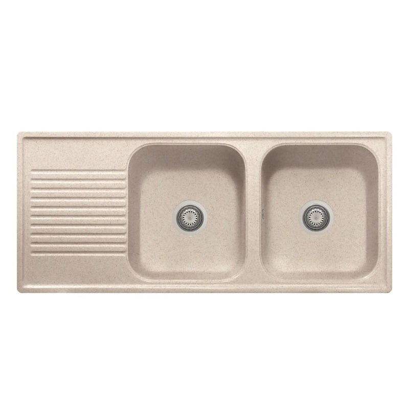 Lavello 116x50 cm 2 vasche gocciolatoio avena Samet