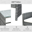 Set Mobili da Esterno in Rattan Sintetico Divanetto e 2 Poltrone con Tavolino e Cuscini Grigio 