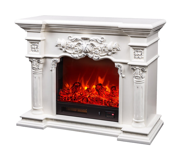 acquista Camino Elettrico da Pavimento 80x100x33 cm Effetto Fiamma 1500W Savage XS Bianco