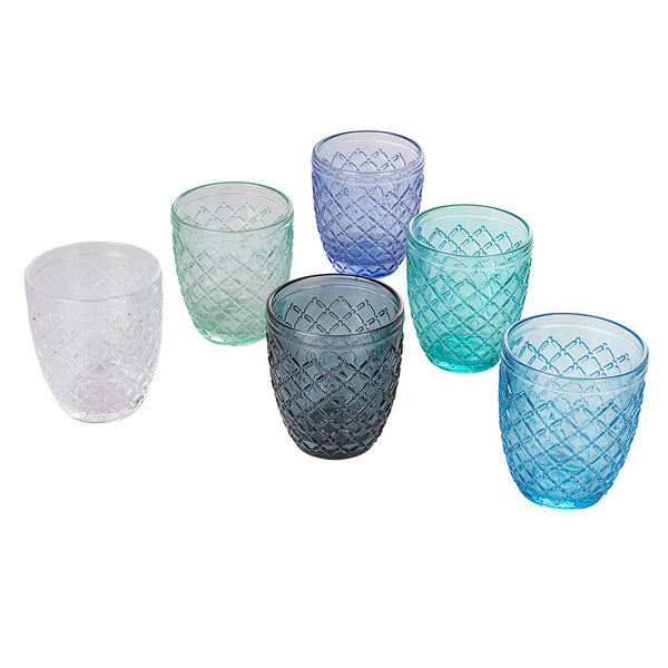 online Set 6 Bicchieri Acqua Castle Ocean in Vetro VdE Tivoli 1996 Blu