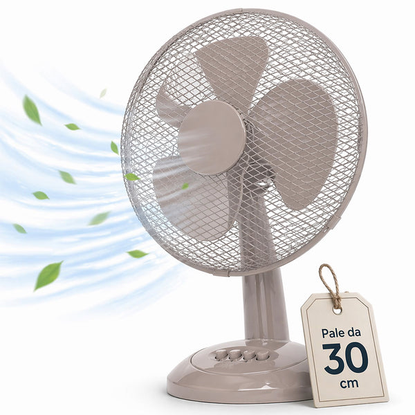 online Ventilatore da Tavolo Ø30cm Potenza 35W 3 Velocità Silenzioso Sabbia