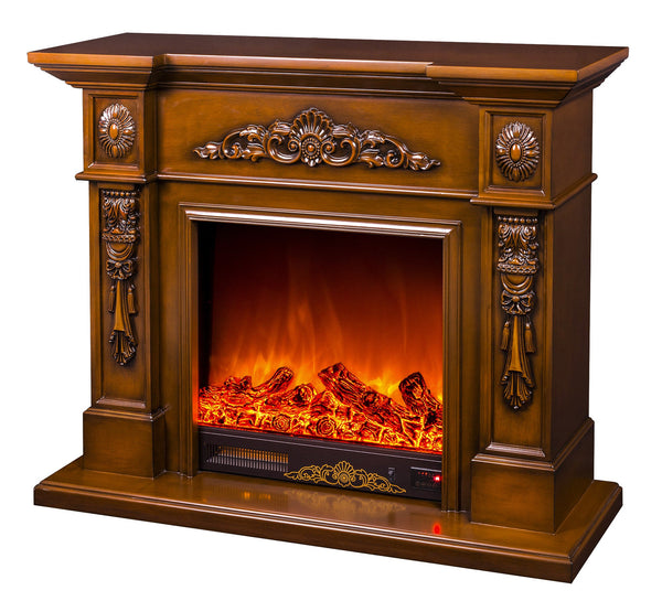 online Camino Elettrico da Pavimento 102x120x33 cm Effetto Fiamma 1500W Siena Marrone