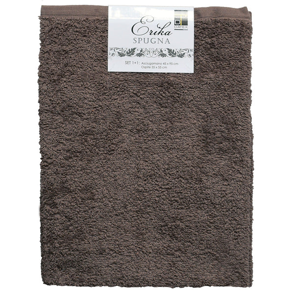 Set Spugna Asciugamani Ospite + Salvietta Marrone Chiaro prezzo