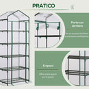 Mini Serra per Piante a 5 Ripiani 69x49x193 cm in Acciaio Verde