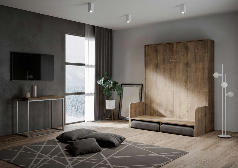 Letto Matrimoniale a Scomparsa Salvaspazio con Sofà Kentaro H210 cm Marrone