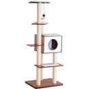 Albero Tiragraffi per Gatti con Cuccia 50x55x153 cm in Corda e Sisal  Marrone e Beige